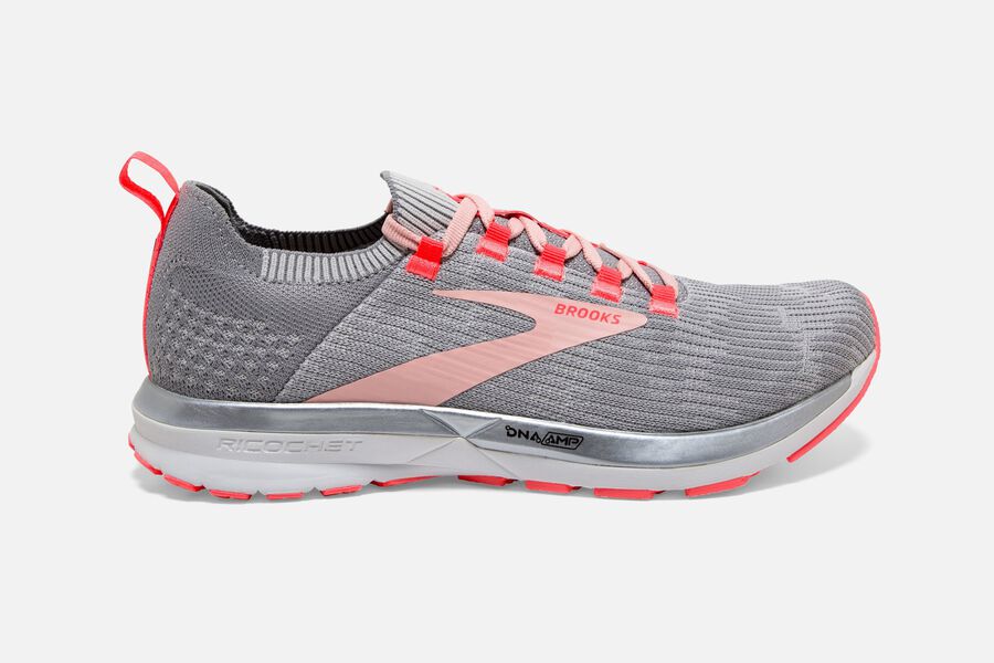 Brooks Damen Ricochet 2 Laufschuhe Grau/Koralle Sale 098-053219